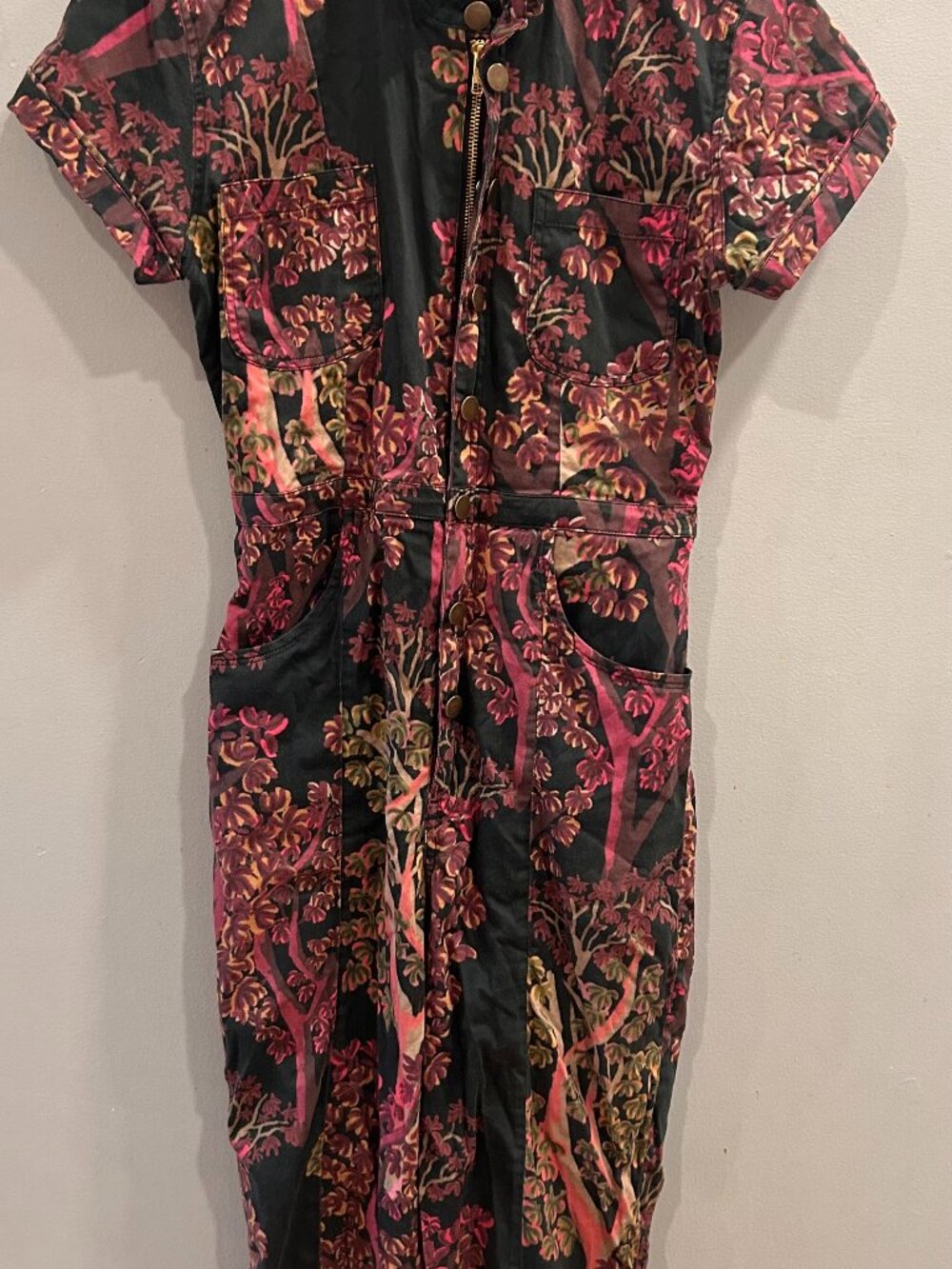 Mixed by Nasrin purple and pink botanical Classic Jumpsuit - Size M